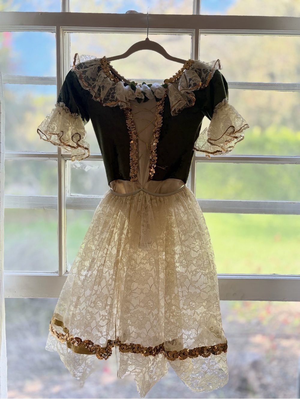 Vintage Handmade Green and Cream Lace Storybook Costume